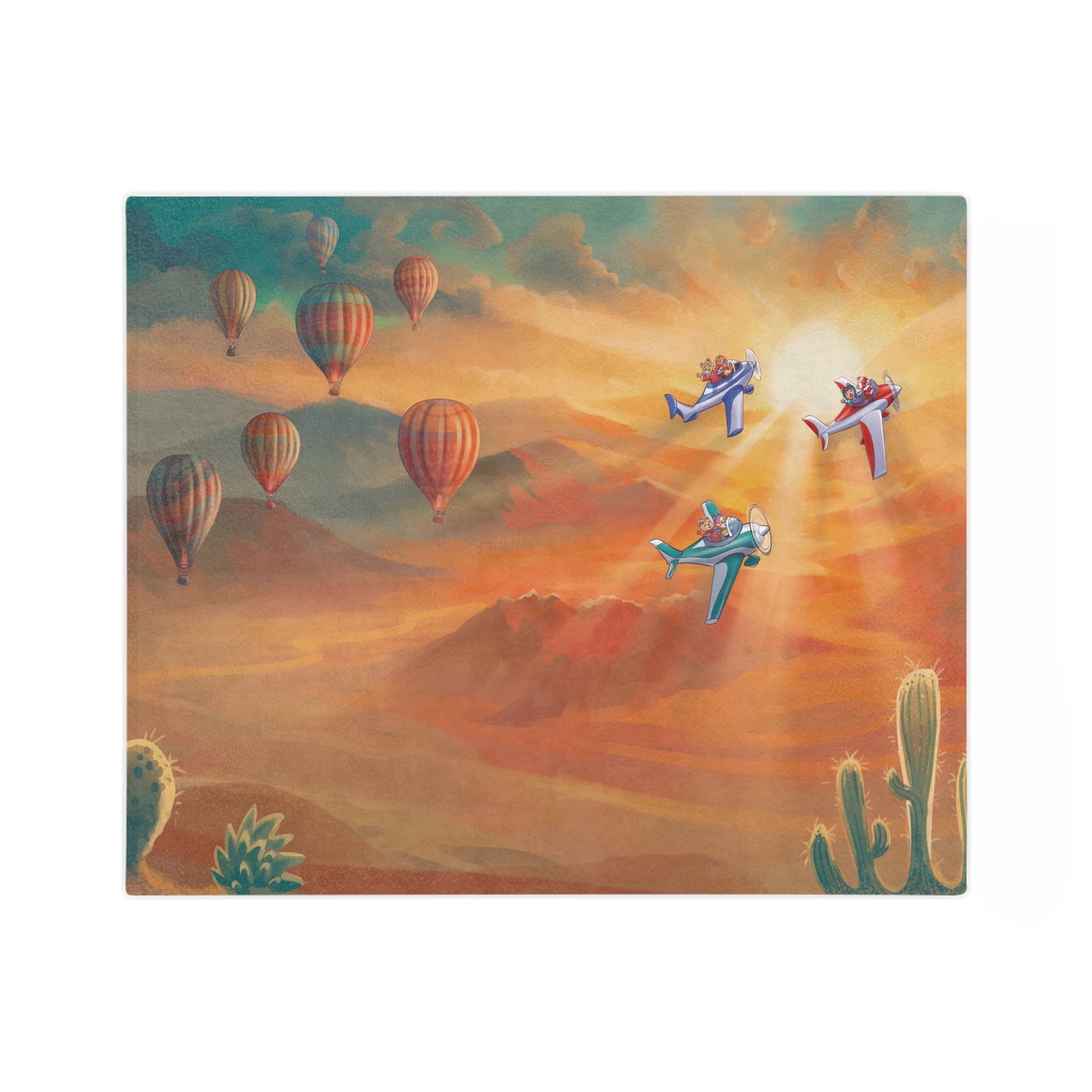 Miso and Kili Sonoran Desert Sunrise Blanket